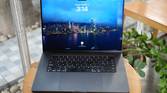 M3 Max MacBook Pro on a table showing the lock screen