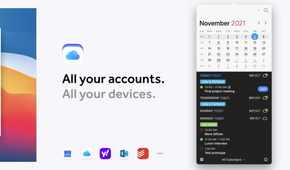 Fantastical app promo image showing you can load all your accounts from all your devices.
