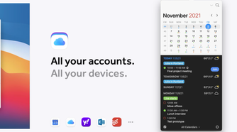 Fantastical app promo image showing you can load all your accounts from all your devices.