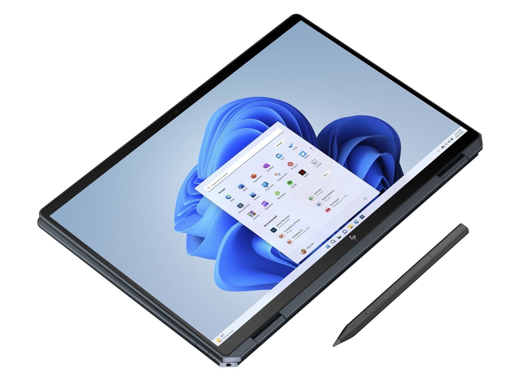 Front view of the HP Spectre x360 14 in Slate Blue in tablet mode