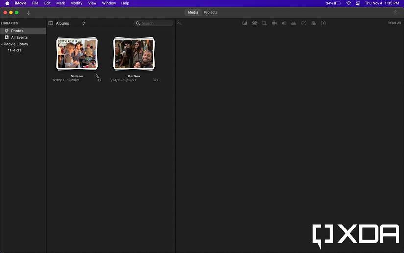 media tab on iMovie for Mac