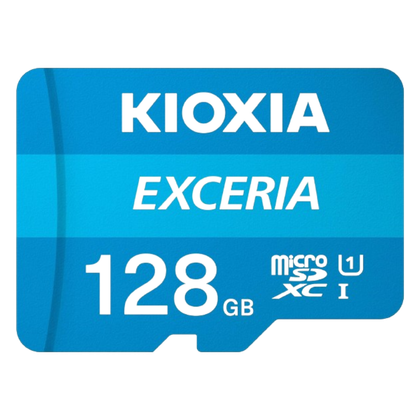 Blue kioxia exceria microsd card, front view