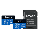 A render showing the Lexar high performance V10 microSDHC cards.