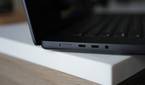 The left side of the MacBook Pro with MagSafe, two USB-C, headphone jack.