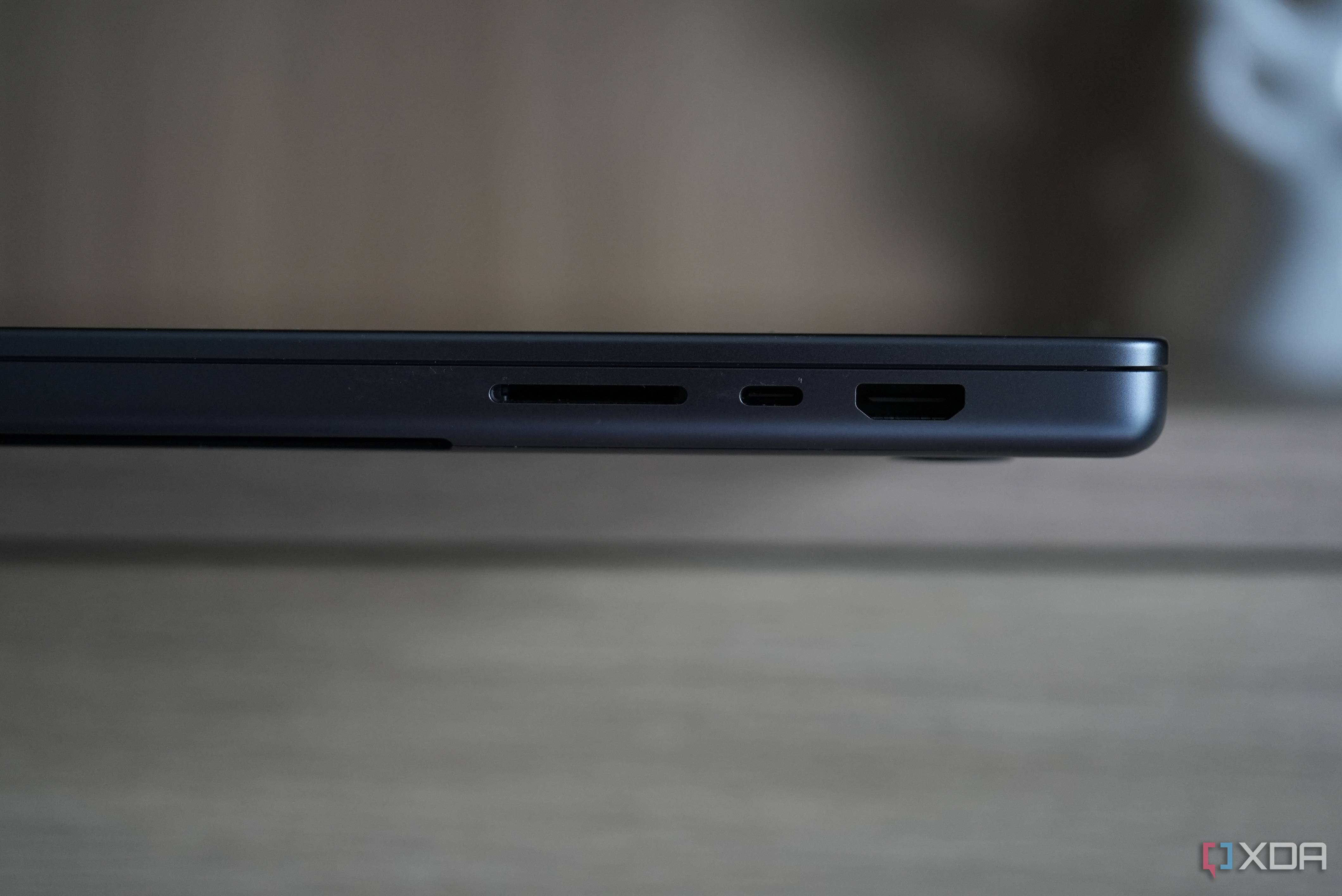 the left side of the MacBook Pro