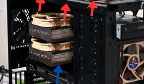 An illustration to show the Noctua NH D15 cooler airflow.