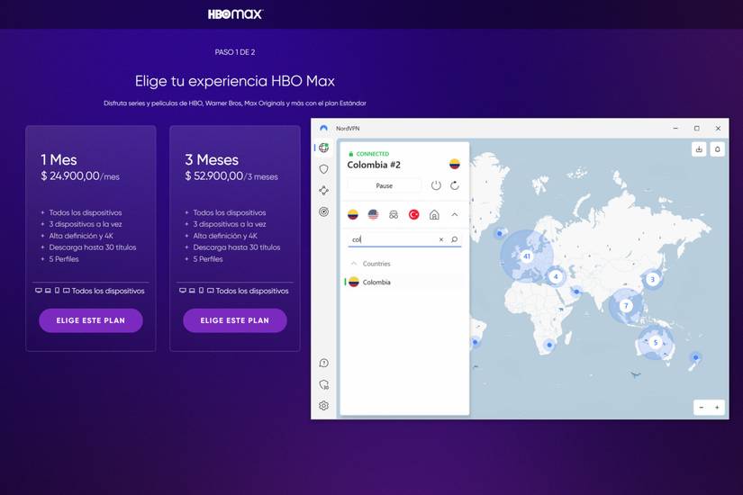 NordVPN HBO Max Colombia sign-up