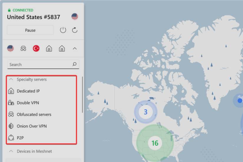 Choosing NordVPN's specialty servers