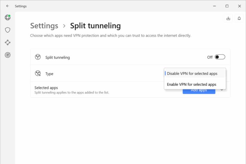 Configuring NordVPN split tunneling on Windows