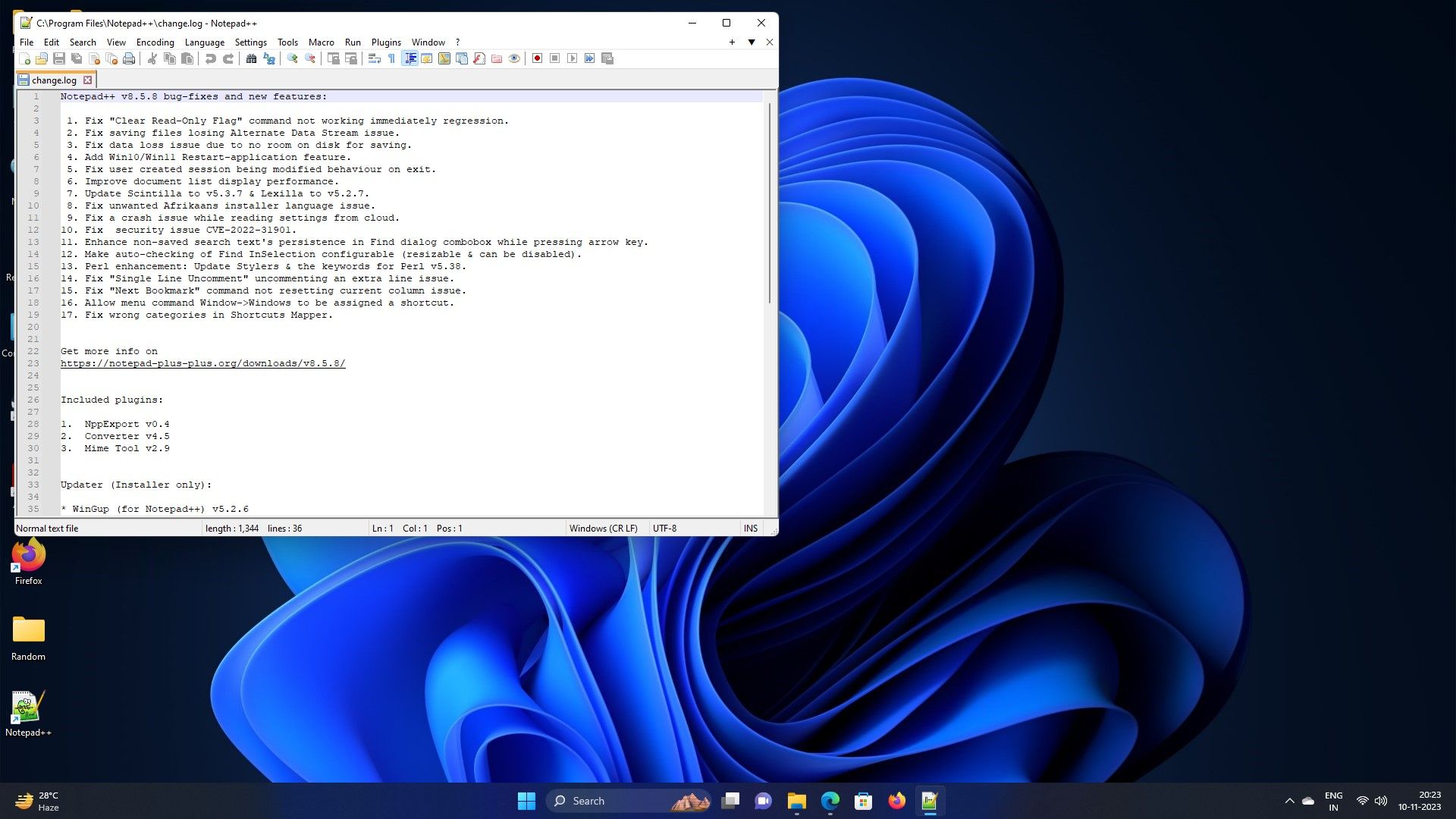 Notepad++ running on Windows