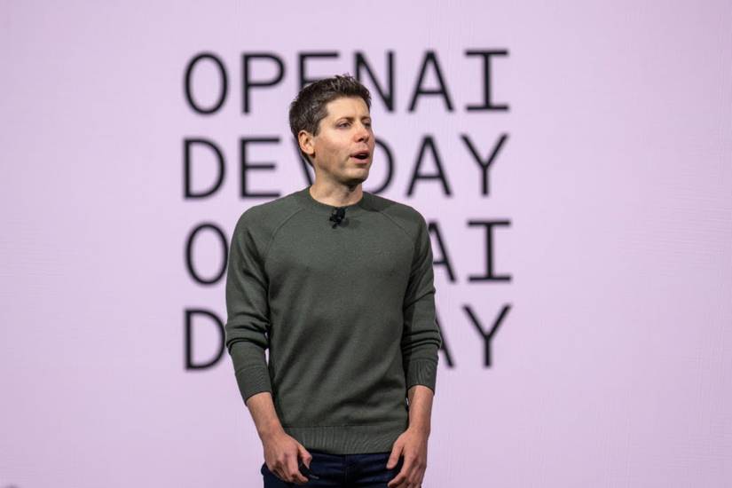 Sam Altman speaks at OpenAI's DevDay.