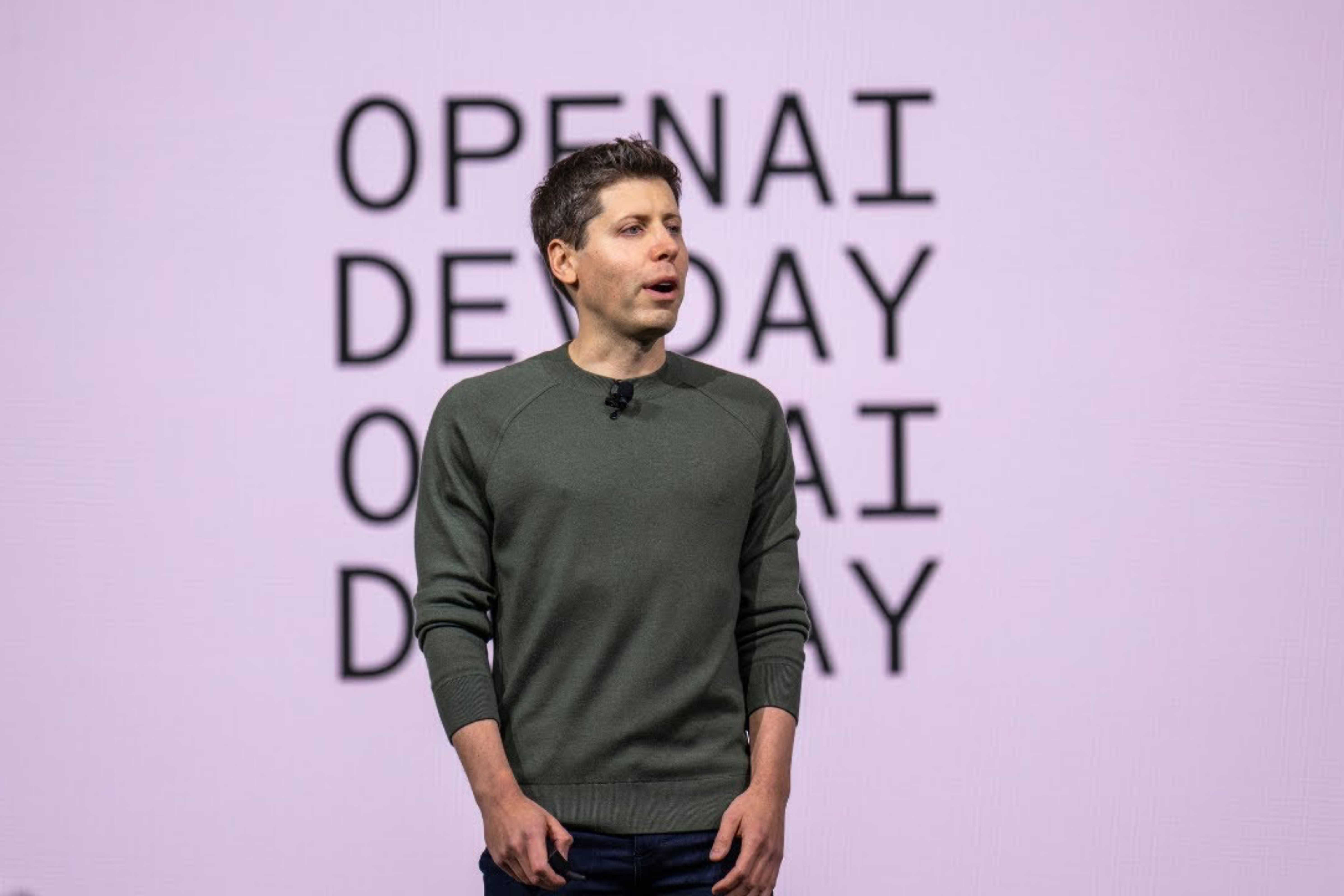 Sam Altman speaks at OpenAI's DevDay.