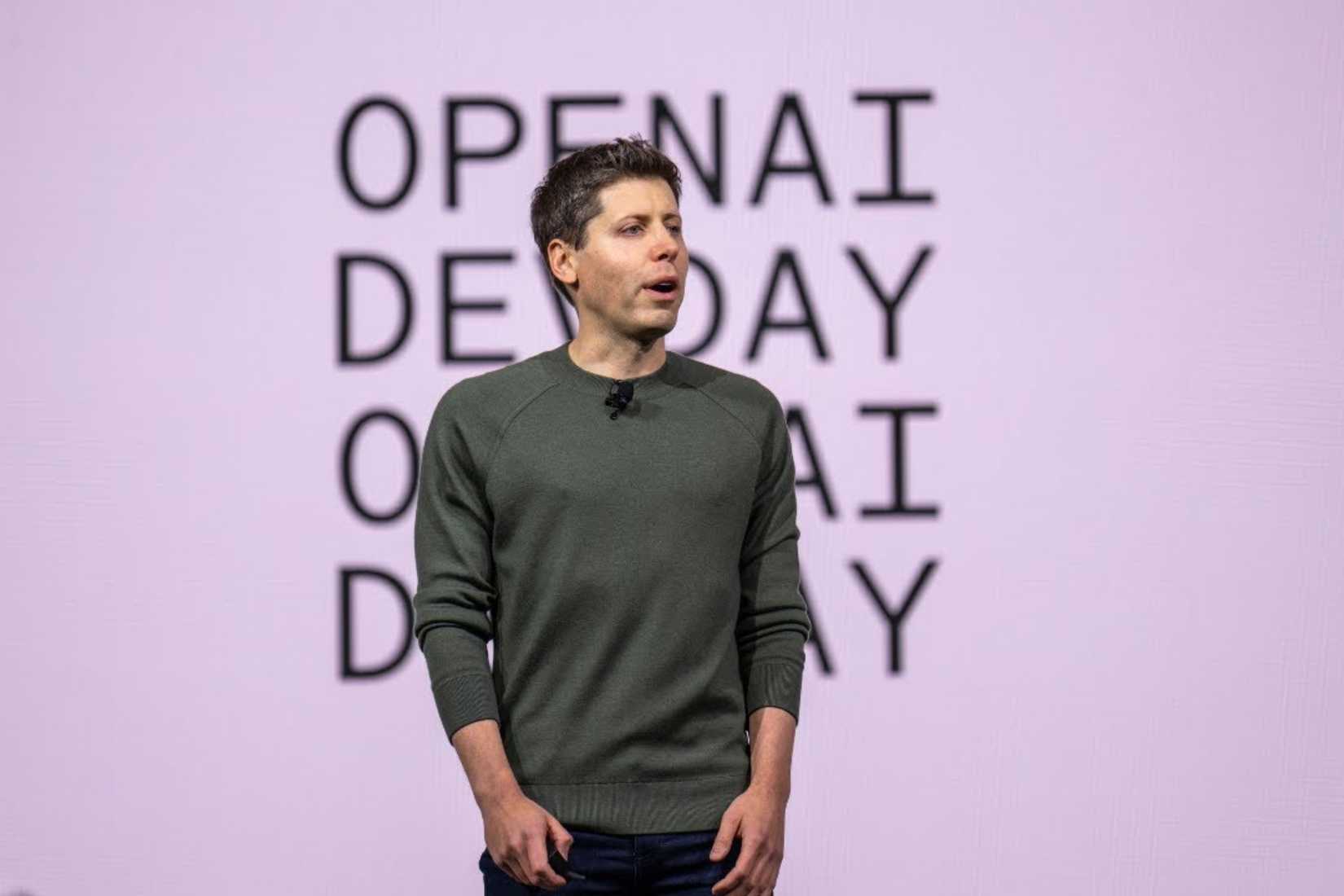 Sam Altman speaks at OpenAI's DevDay.