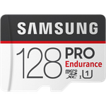 A render showing the Samsung Pro Endurance SDXC U1 card in white and black color.
