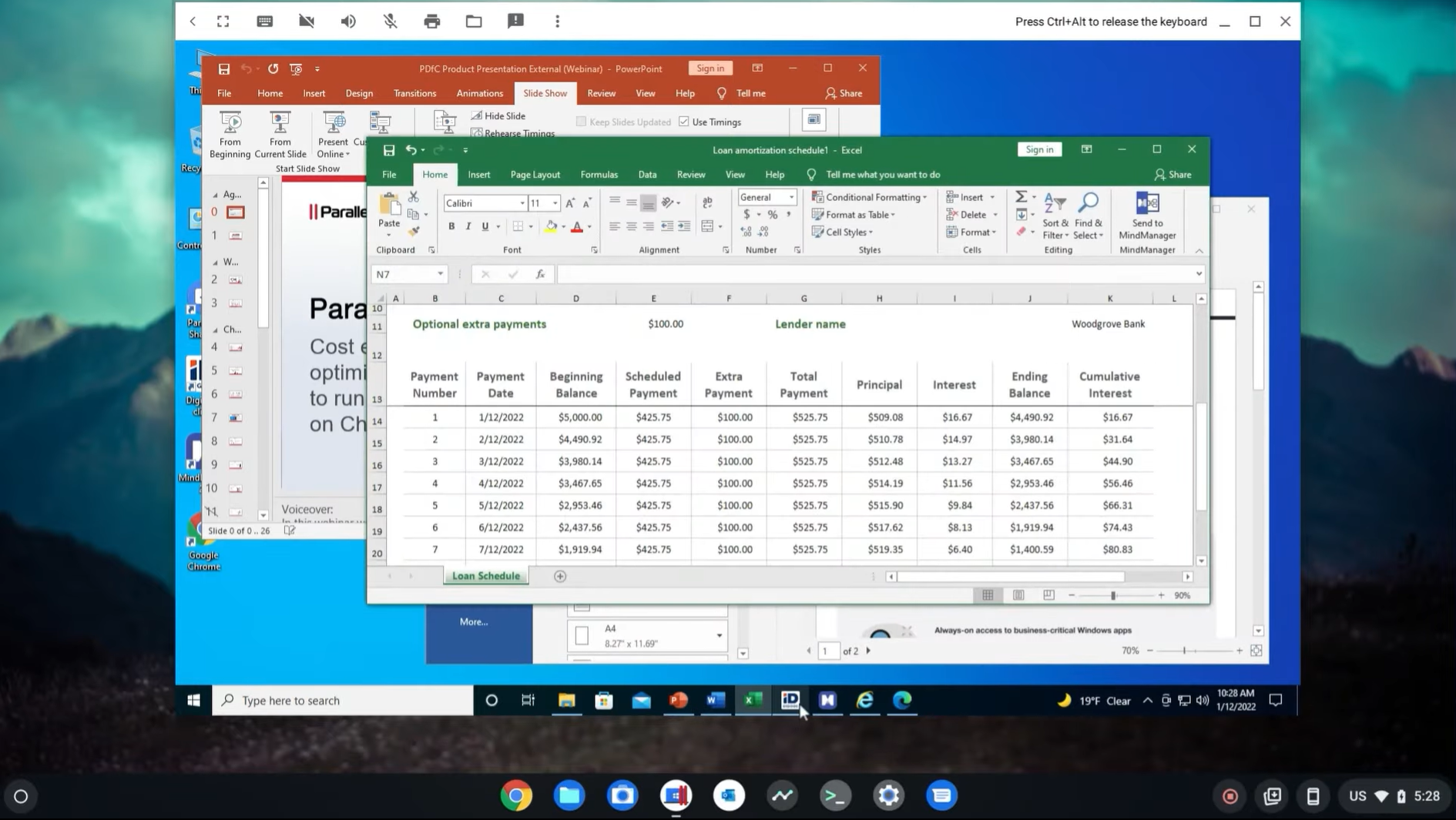 Excel in Parallels desktop