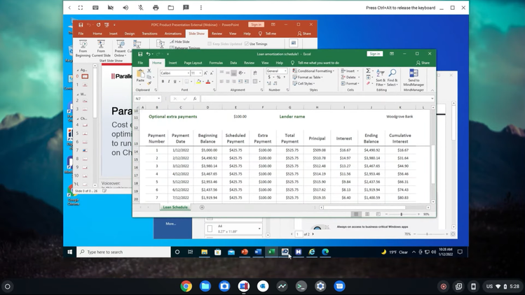 Excel in Parallels desktop