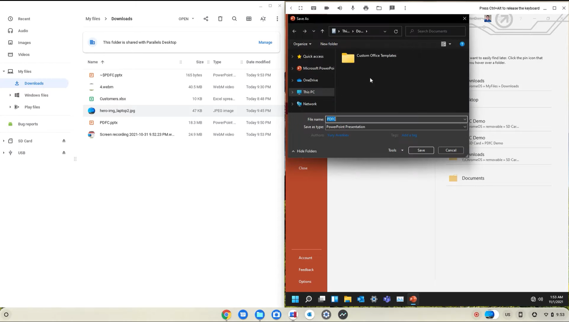 Parallels Desktop in ChromeOS