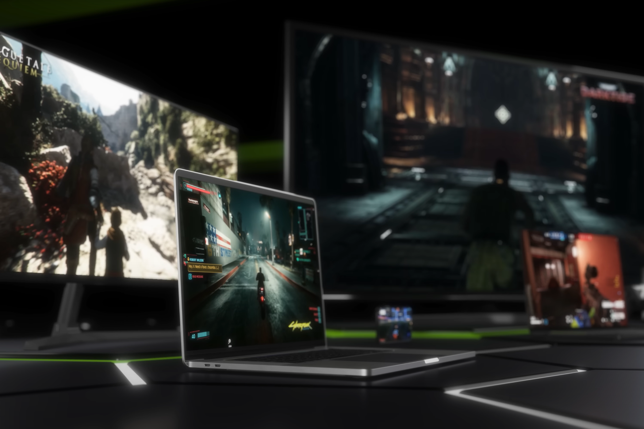 An image of various devices running the Nvidia GeForce Now service