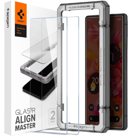 Spigen GlasTR for Pixel 6 seen with the GlasTR align master