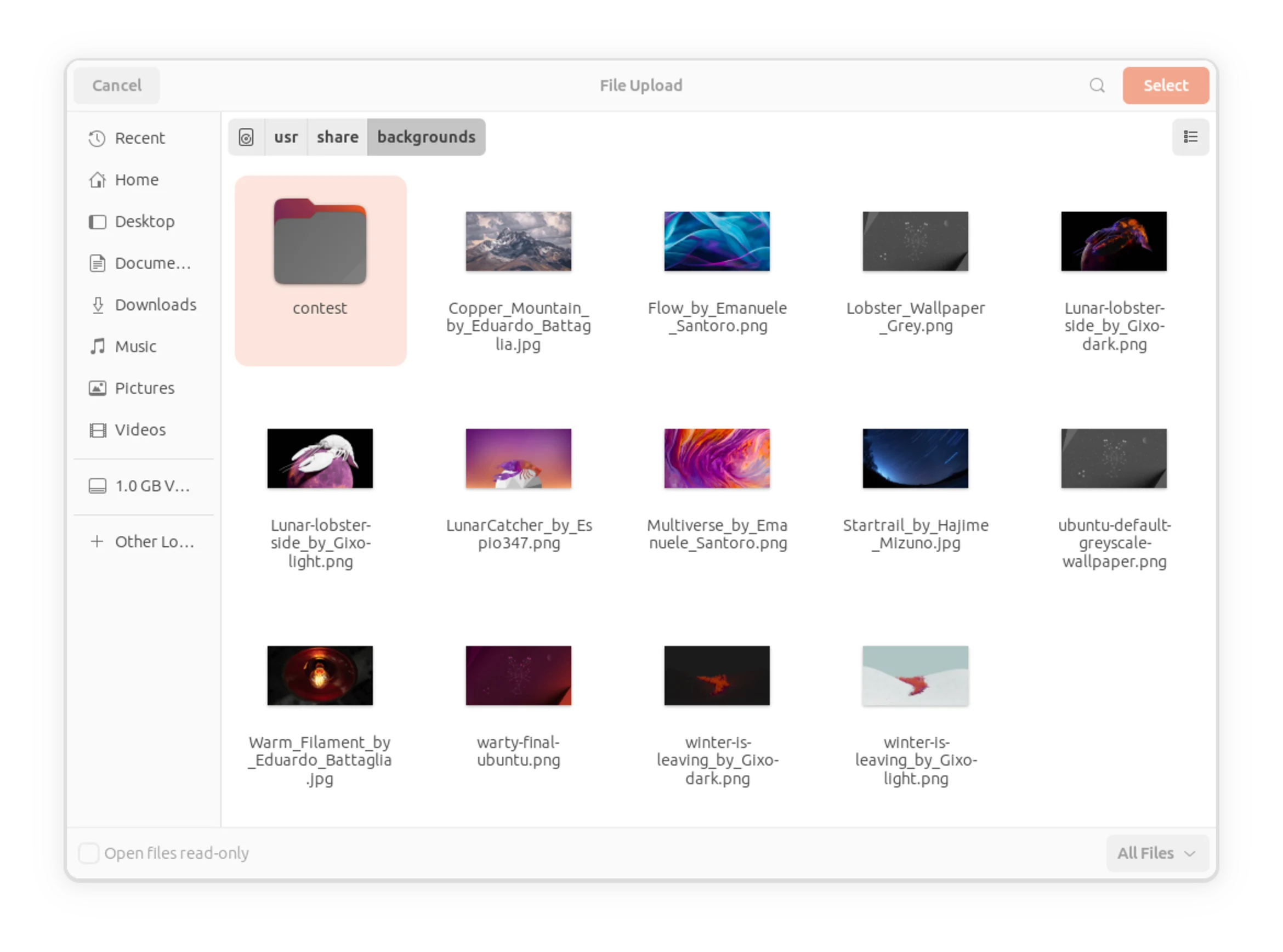 Ubuntu Lunar Lobster file explorer