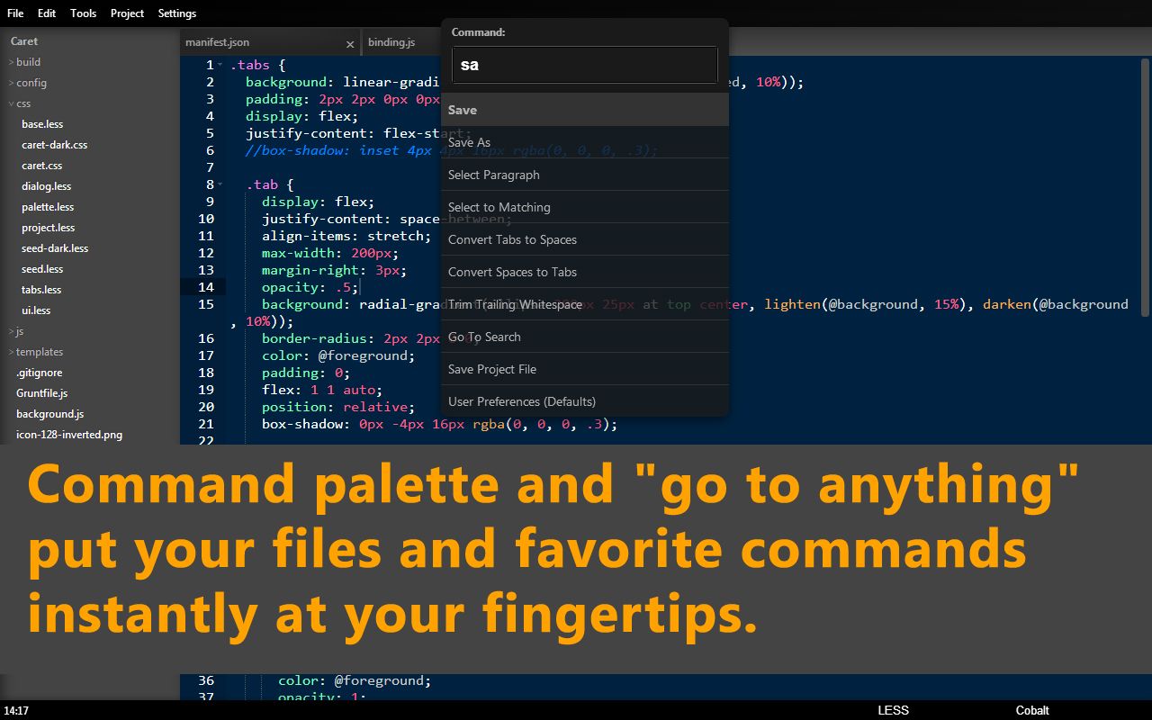 \Showing Command palette in Caret