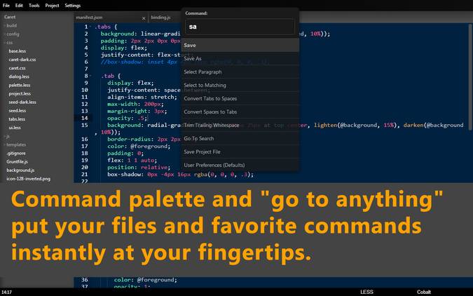 \Showing Command palette in Caret