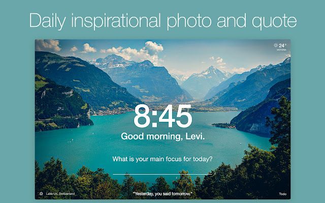 The momentum extension in Chrome showing a daily quote message