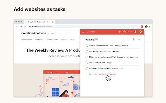 Adding items to ToDoist in the browser