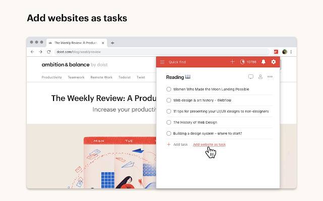Adding items to ToDoist in the browser