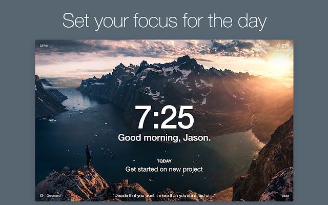 The momentum extension in Chrome showing a focus message