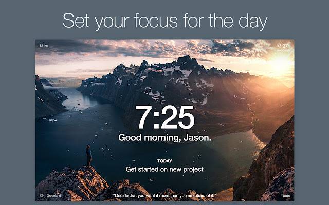 The momentum extension in Chrome showing a focus message