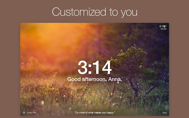 The momentum extension in Chrome showing a good afternoon message