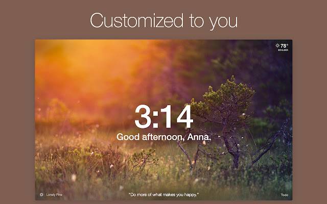The momentum extension in Chrome showing a good afternoon message