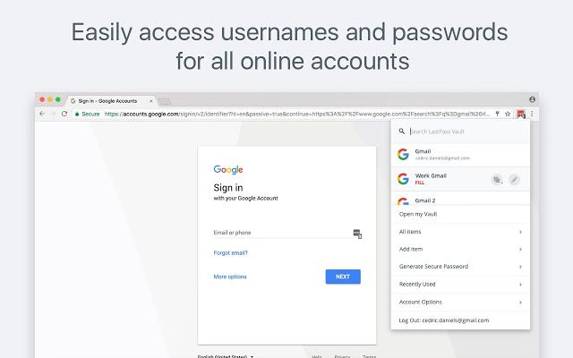 A look at how easy it is to use the Lastpass extension in Chrome