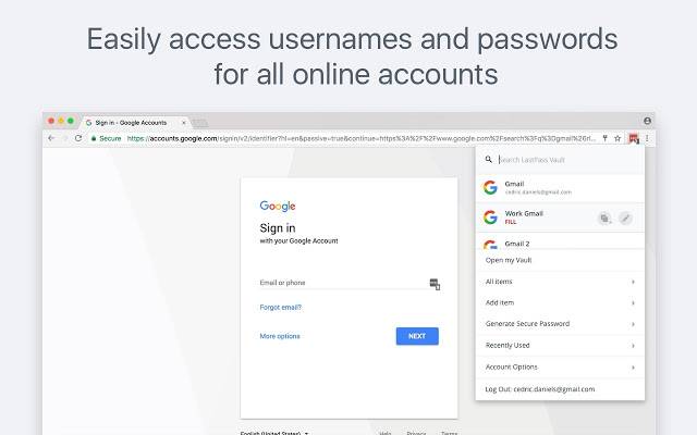 A look at how easy it is to use the Lastpass extension in Chrome