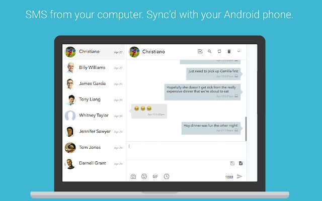 Mighttext showing how easy it is to sync messages from Android