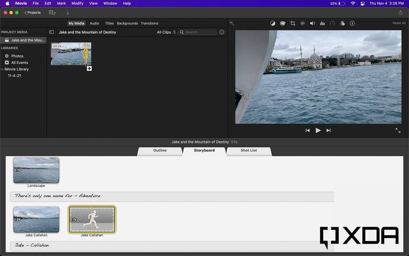choosing the footage for an imovie trailer 