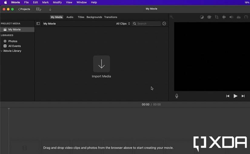 the main screen in a movie on iMovie