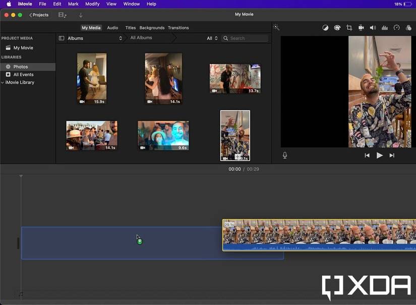 dragging and dropping in a movie to import videos