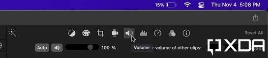 volume section in movie on iMovie