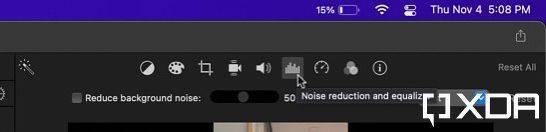 noise reduction and equalizer section in movie on iMovie