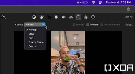speed section in movie on iMovie