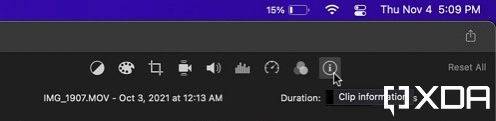 clip info section in movie on iMovie
