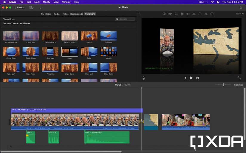 choosing a transtition effect for a movie 