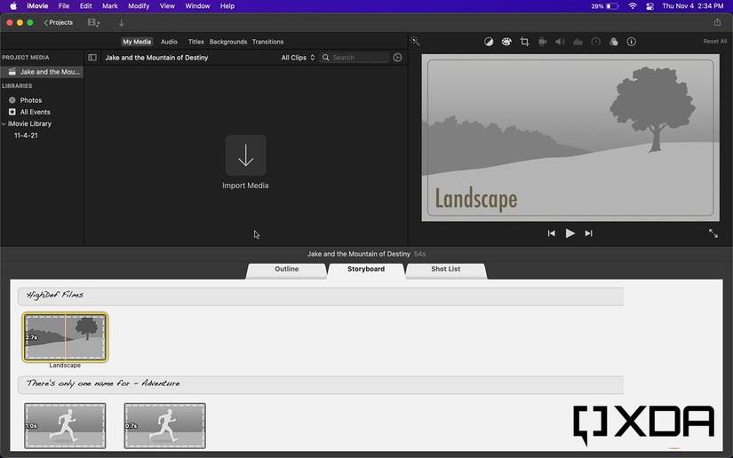 import media to iMovie trailer