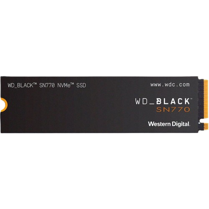 A render showing the WD Black SN770 1TB SSD unit in black color.