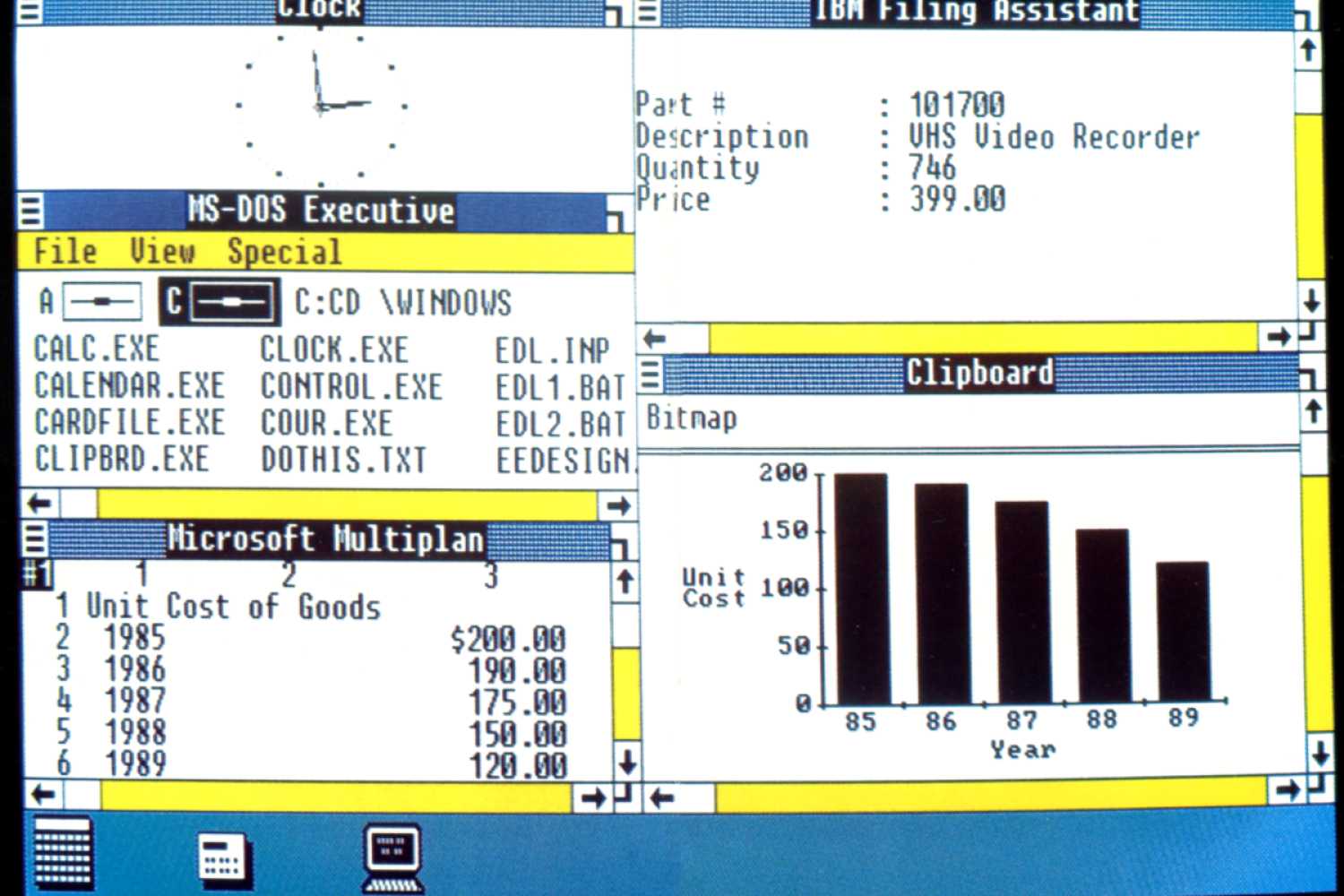 An image of a system running Windows 1.0