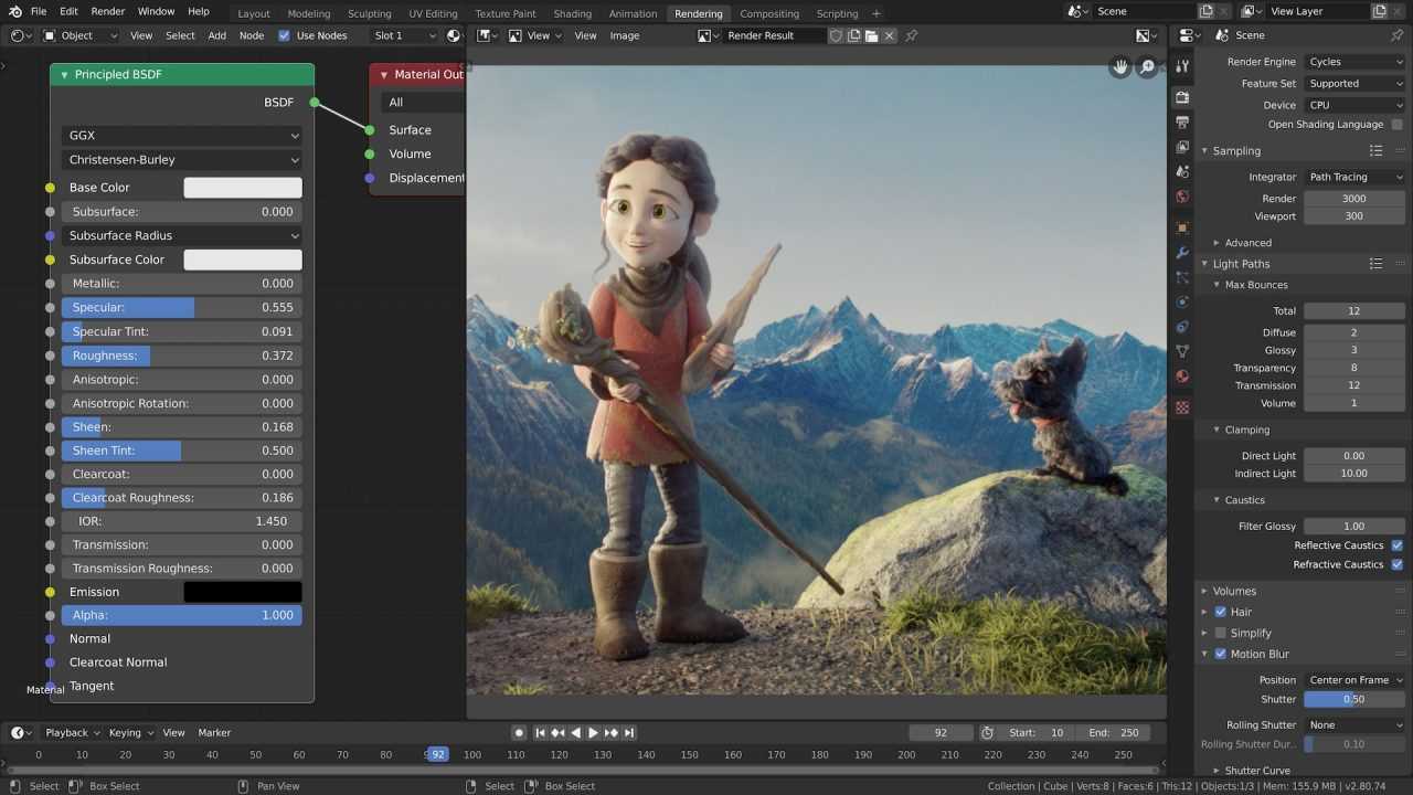Blender's path-tracer engine rendering realistic productions