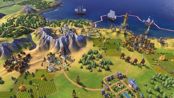 An overhead view of a civilization in the game Civilization VI.