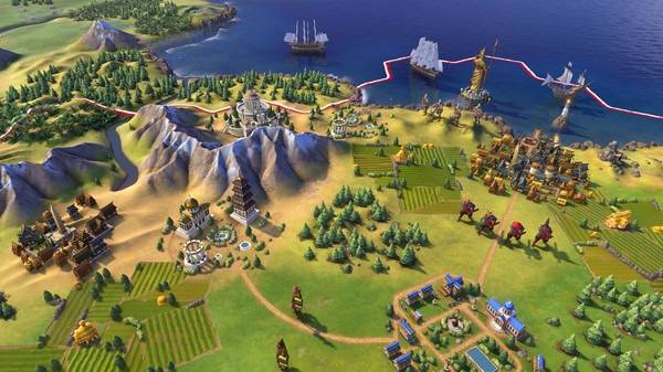 An overhead view of a civilization in the game Civilization VI.